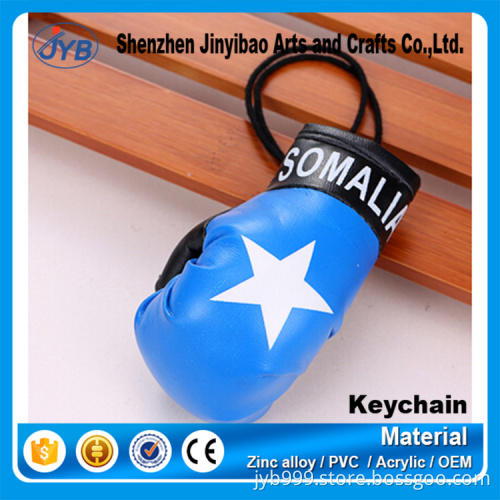 souvenir gift custom pu leather boxing glove shape keychains